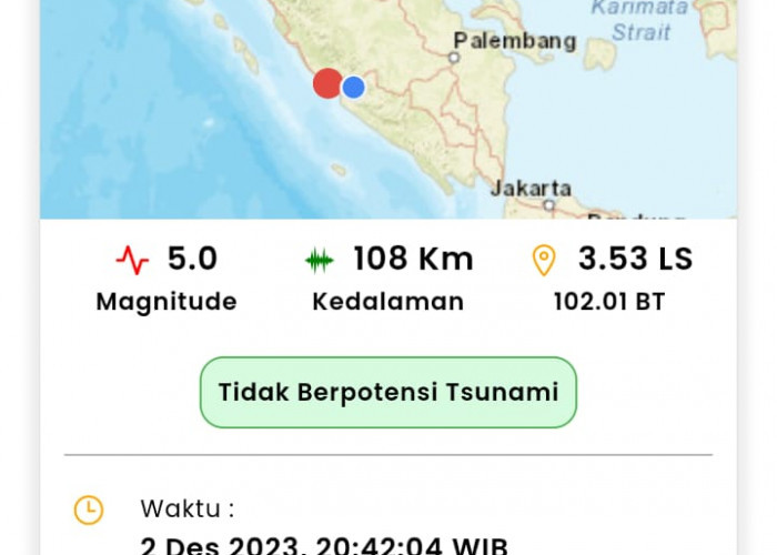 BREAKING NEWS: Gempa Bumi Tektonik Terjadi di Pantai Barat Bengkulu Utara