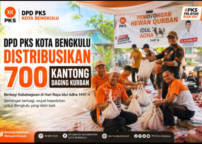 Idul Adha Penuh Berkah, PKS Kota Bengkulu Salurkan 700 Paket Daging Kurban untuk Warga