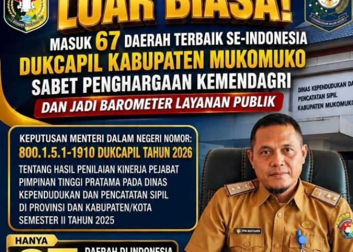 Dinas Dukcapil Mukomuko Terima Penghargaan Dari Kemendagri 