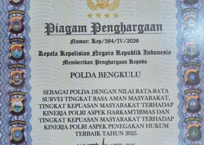 Prestasi Gemilang: Polda Bengkulu Raih Penghargaan Tertinggi dari Kapolri