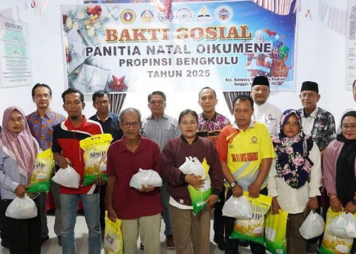 Terima Kasih, Wakil Walikota Hadiri  Pembagian Sembako Panitia Natal Oikumene Provinsi Bengkulu