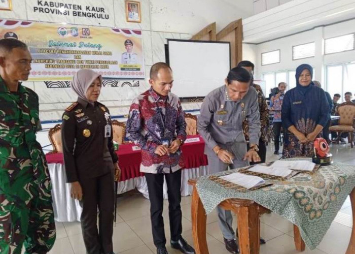 Bupati Kaur Tandatangani MoU dengan  BRI Cabang Manna, Launching Transaksi Nontunai Keuangan Desa