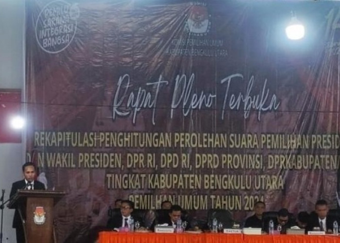 Dihadiri Bupati Mian, KPU Gelar Rapat Pleno Terbuka di GOR Syahri Romli  Bengkulu Utara   