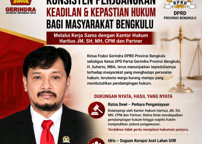 H. Suharto MBA Dinilai Konsisten Fasilitasi Bantuan Hukum bagi Masyarakat Bengkulu Kurang Mampu