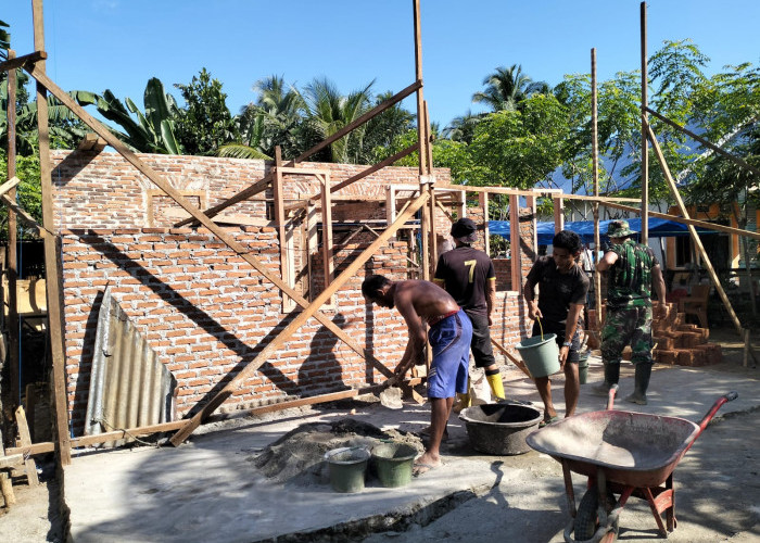 Kerja Cepat Kerja Nyata Satgas TMMD Ke-124 Kodim 0408/BS, Pemasangan Dinding Batu Bata RTLH