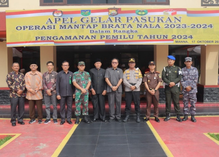 Turunkan 250 Personel, Polres Bengkulu Selatan  Apel Gelar Pasukan Kesiapan Amankan Pemilu