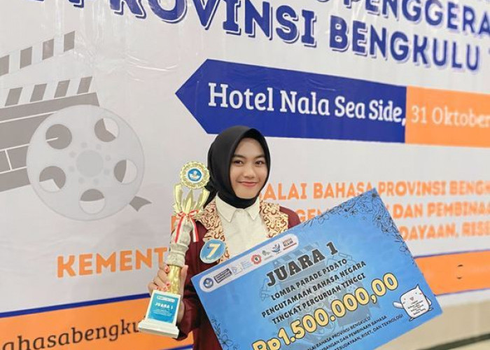 Mahasiswi UINFAS Bengkulu Raih Juara Pertama Lomba  Pidato Pengutamaan Bahasa Negara Tingkat Perguruan Tinggi