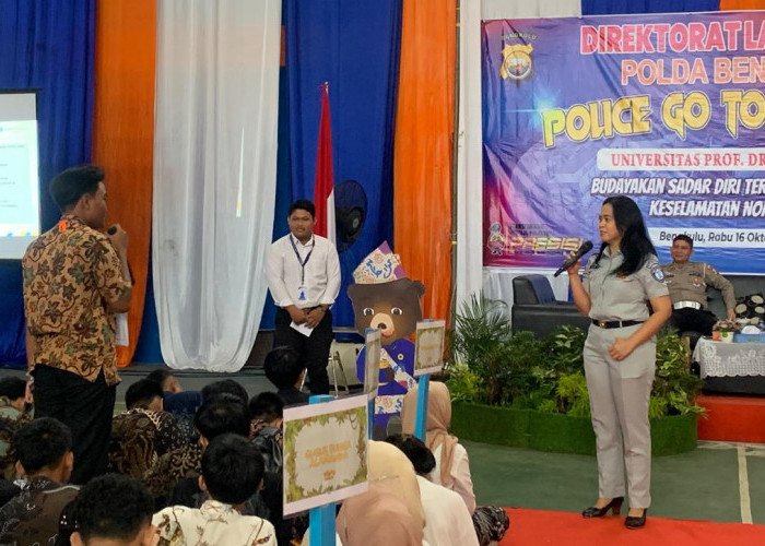 Jasa Raharja Bengkulu Sosialisasi Safety Campaign dalam kegiatan Police Goes to Campus di Universitas Hazairin