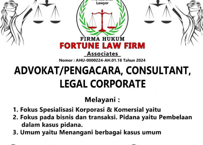  Fortune Law Firm Resmi Beroperasi dengan Fokus Korporasi dan Pidana