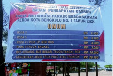 Ini Tarif Resmi Parkir Umum Terbaru di Kota Bengkulu